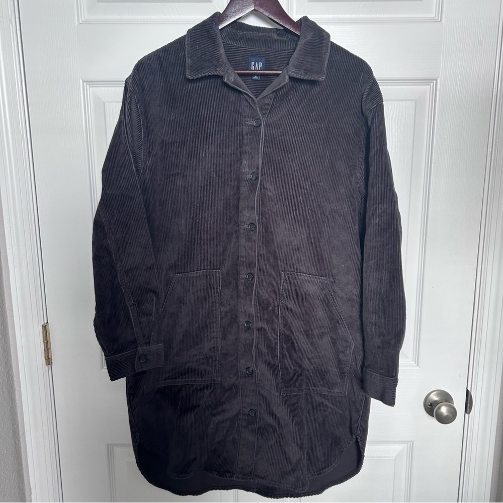 GAP Gray Wide-Wale Corduroy Shirt Dress – Women’s Medium – 90s Grunge